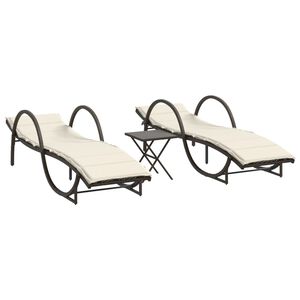 vidaXL liggestole 2 stk. med bord polyrattan brun