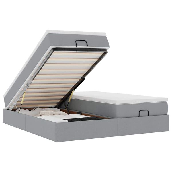 vidaXL osmannisk sengeramme med madrasser 180x200 cm stof lysegr&aring;