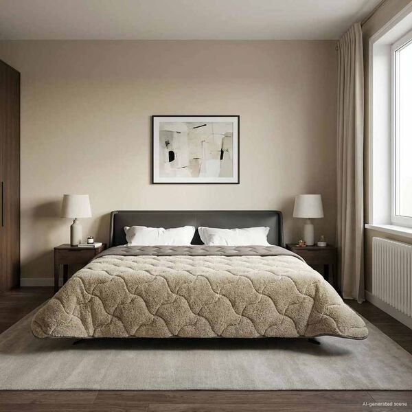 vidaXL Hel&aring;rs dyne Lysegr&aring; 200 x 240 cm Mikrofiber og Teddy fleece