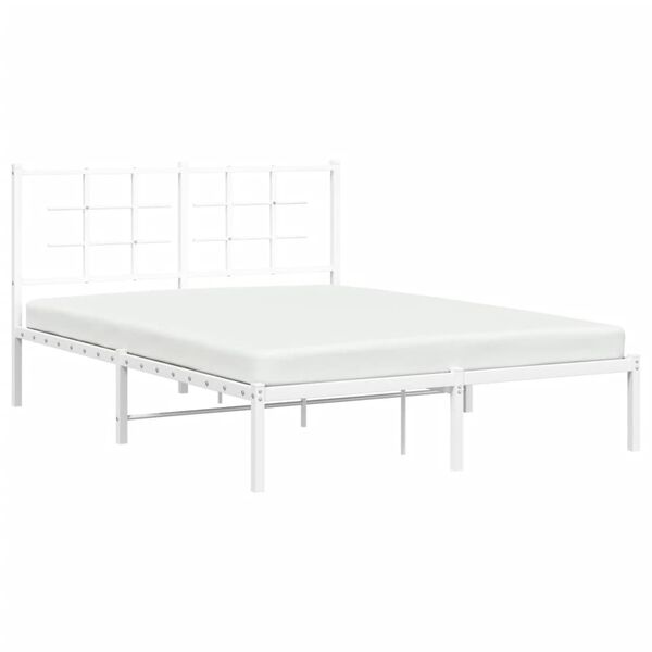 vidaXL sengeramme med sengegavl 135x190 cm metal hvid
