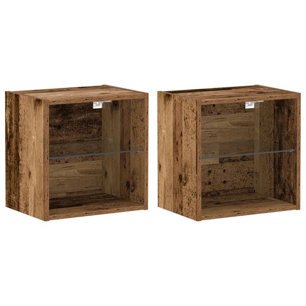 vidaXL Svævende hylde 2 pcs Brun 40 x 28,5 x 40 cm Konstrueret træ