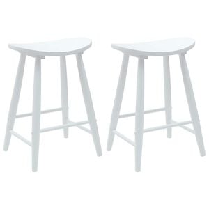 vidaXL Spisestole 2 stk. Massiv Gummitr&aelig; Hvid 46 x 37 x 63 cm