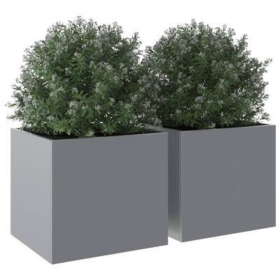 vidaXL plantekasser 2 stk. 32x30x29 cm galvaniseret stål sølvfarvet