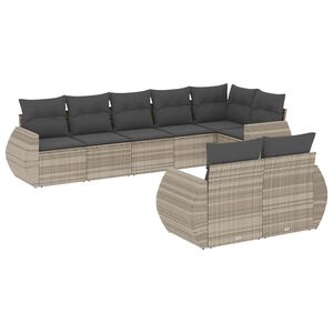 vidaXL sofas&aelig;t til haven 8 dele med hynder polyrattan lysegr&aring;