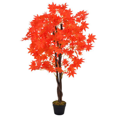 vidaXL kunstig løvtræ med potte 120 cm rød