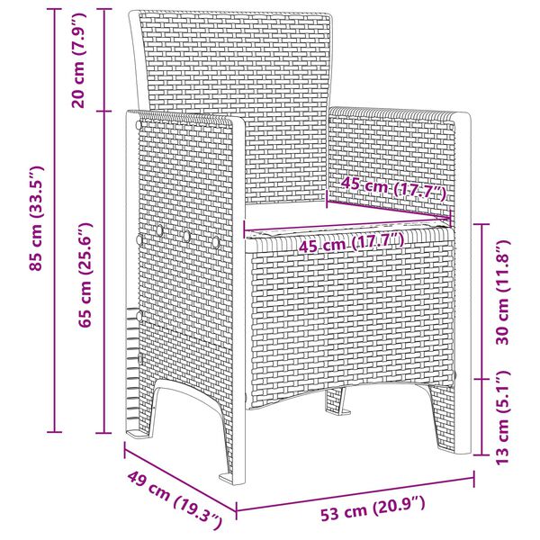 vidaXL Have Spisebordss&aelig;t 9 pcs Lysegr&aring; Polt rattan