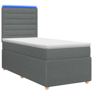 vidaXL LED boksmadrasseng med madras M&oslash;rkegr&aring; 80 x 200 cm Stof