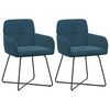 vidaXL Spisestole 2 pcs Velour (V) Bl&aring; 59 x 56,5 x 86 cm