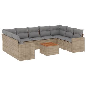 vidaXL sofas&aelig;t til haven 10 dele med hynder polyrattan beige