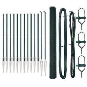 vidaXL Sekskantet hegn med stolpe 25 x 1,5 m PVC-belagt st&aring;l Gr&oslash;n Mesh
