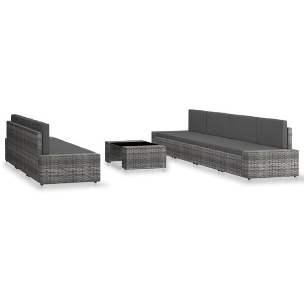 vidaXL loungesæt til haven 8 dele polyrattan grå