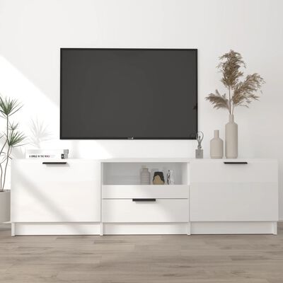 vidaXL tv-bord 140x35x40 cm konstrueret træ hvid højglans