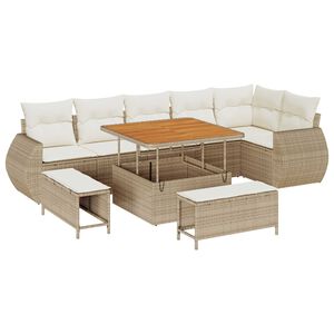 vidaXL Havesofa Sæt 9 pcs Beige polyrattan