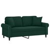 vidaXL 2-personers sofa med pyntepuder 140 cm velour m&oslash;rkegr&oslash;n