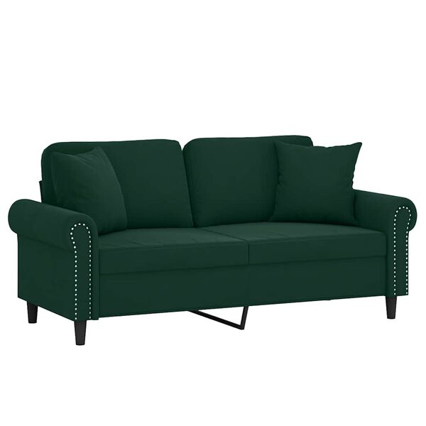 vidaXL 2-personers sofa med pyntepuder 140 cm velour m&oslash;rkegr&oslash;n