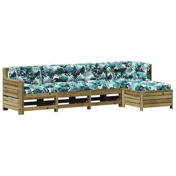 vidaXL lounges&aelig;t til haven 5 dele med hynder impr&aelig;gneret fyrretr&aelig;