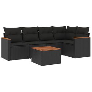 vidaXL sofas&aelig;t til haven 6 dele med hynder polyrattan sort