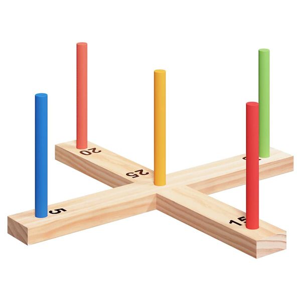 vidaXL Ring Toss Game Set Natur og R&oslash;d 41 x 41 x 16 cm