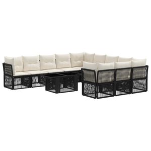 vidaXL Havesofa S&aelig;t 12 stk. Sort polyrattan