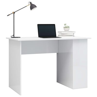 vidaXL skrivebord 110x60x73 cm konstrueret træ hvid højglans