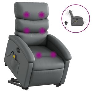 vidaXL massagestol med l&oslash;ftefunktion kunstl&aelig;der gr&aring;