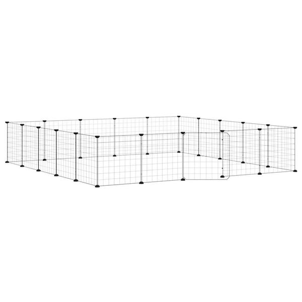 vidaXL 20-panels k&aelig;ledyrsindhegning med l&aring;ge 35x35 cm st&aring;l sort