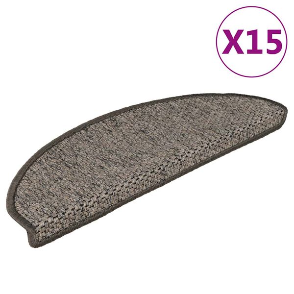 vidaXL selvkl&aelig;bende trappem&aring;tter 15 stk. 65x21x4 cm sisal gr&aring;-beige