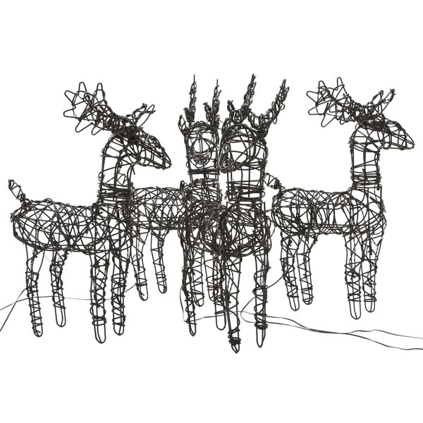 vidaXL juledekoration 4 stk. rensdyr rattan 160 LED'er varm hvid
