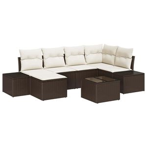 vidaXL Havesofa S&aelig;t med pude 6 pcs Brun og Creme polyrattan