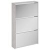 vidaXL skoskab med spejl 3 hylder 63x17x102,5 cm betongr&aring;