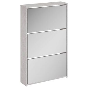 vidaXL skoskab med spejl 3 hylder 63x17x102,5 cm betongr&aring;