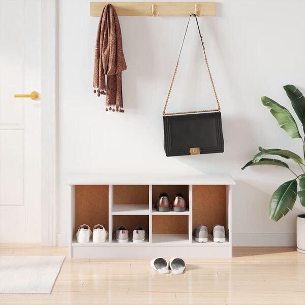 vidaXL skobænk ALTA 100x35x45 cm massivt fyrretræ hvid