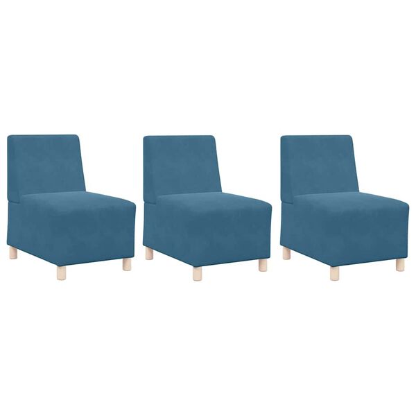 vidaXL Modulsofa enhed uden arme 3 pcs Bl&aring; 55 x 74 x 82 cm Fl&oslash;jl
