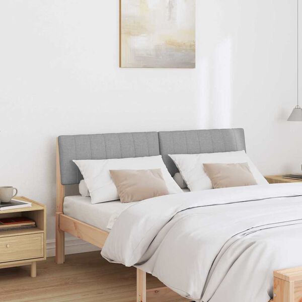 vidaXL Polstret sengegavl Lysegr&aring; 135 cm Massiv fyrretr&aelig;