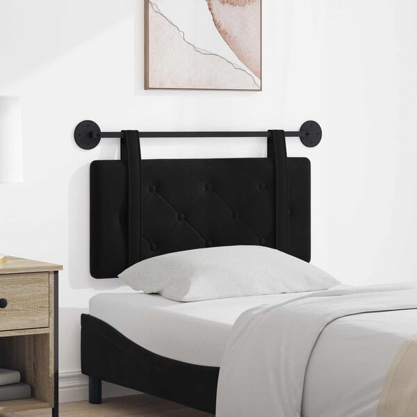 vidaXL H&aelig;ngende Hovedgavl V&aelig;gmonteret Sort 90 x 55 x 5 cm Fl&oslash;jl