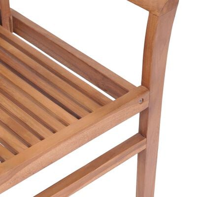 vidaXL spisebordsstole 2 stk. med gråternede hynder massivt teaktræ