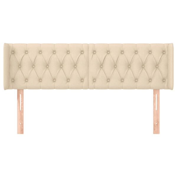 vidaXL sengegavl med kanter 147x16x78/88 cm stof cremefarvet