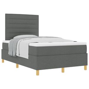 vidaXL Box spring seng med hovedg&aelig;rde M&oslash;rkegr&aring; 120 x 190 cm Stof