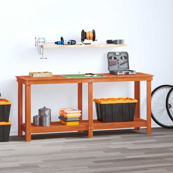 vidaXL Arbejdsb&aelig;nk VoksBrun 180 x 50 x 80 cm Massivt fyrretr&aelig;