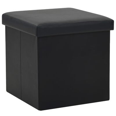 vidaXL foldbar opbevaringsskammel kunstlæder sort