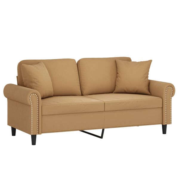 vidaXL 2-personers sofa med pyntepuder 140 cm velour brun