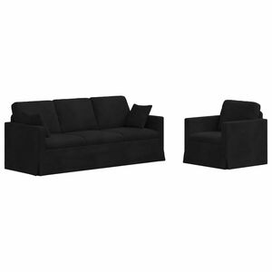 vidaXL Sofa S&aelig;t 2 stk. Sort Fl&oslash;jl