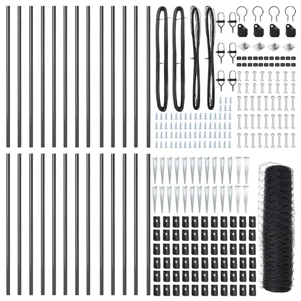 vidaXL Hegnsp&aelig;l Gr&aring; 50 x 0,6 m (36 mm net) St&aring;l og PVC
