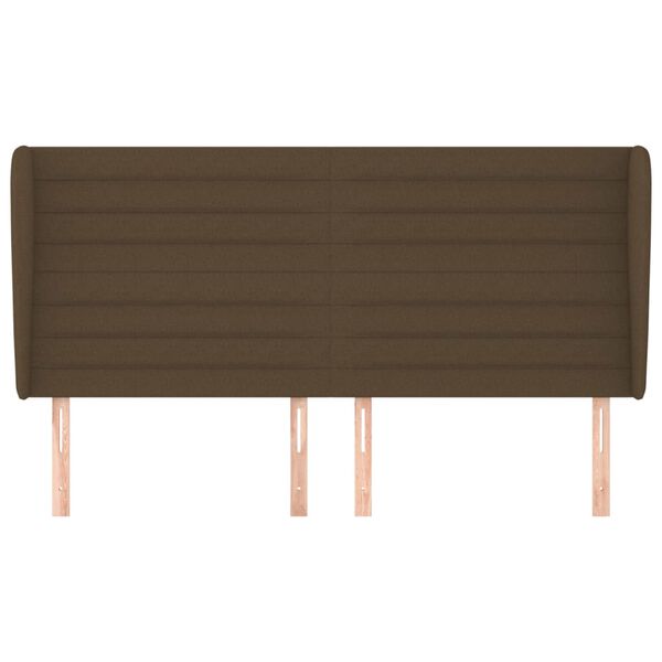 vidaXL sengegavl med kanter 183x23x118/128 cm stof m&oslash;rkebrun