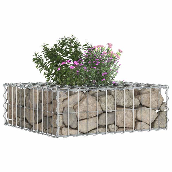 vidaXL Gabion h&oslash;jbed S&oslash;lv 60 x 60 x 20 cm Galvaniseret st&aring;l