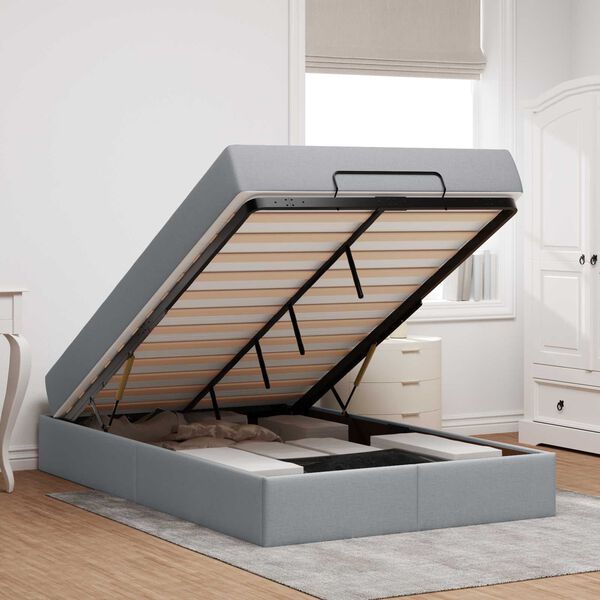 vidaXL Sengeramme med madras med madras 2 pcs Lysegr&aring; Stof