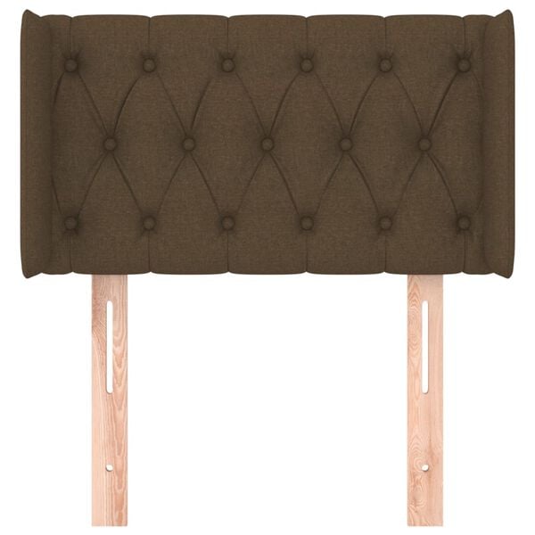 vidaXL sengegavl med kanter 83x16x78/128 cm stof m&oslash;rkebrun