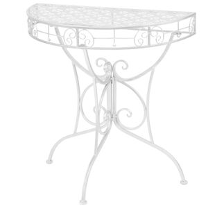 vidaXL sidebord i vintagestil halvrund metal 72x36x74 cm s&oslash;lvfarvet