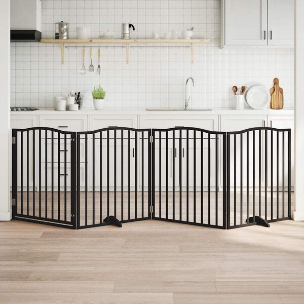 vidaXL hundel&aring;ge med d&oslash;r 4 paneler 300 cm foldbar poppeltr&aelig; sort