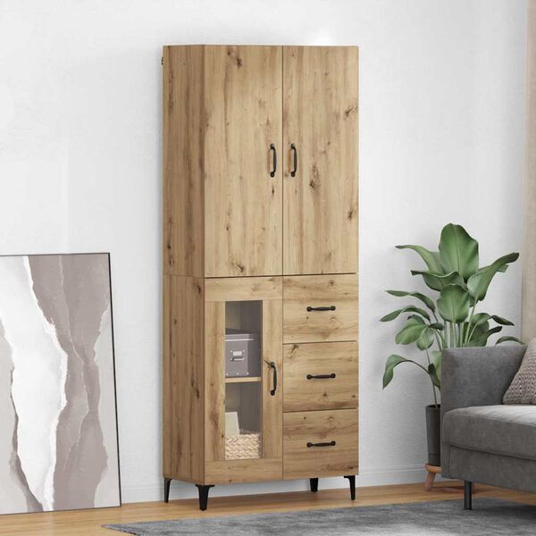 vidaXL Highboard Artisan Egetr&aelig; 69,5 x 34 x 180 cm Konstrueret tr&aelig;